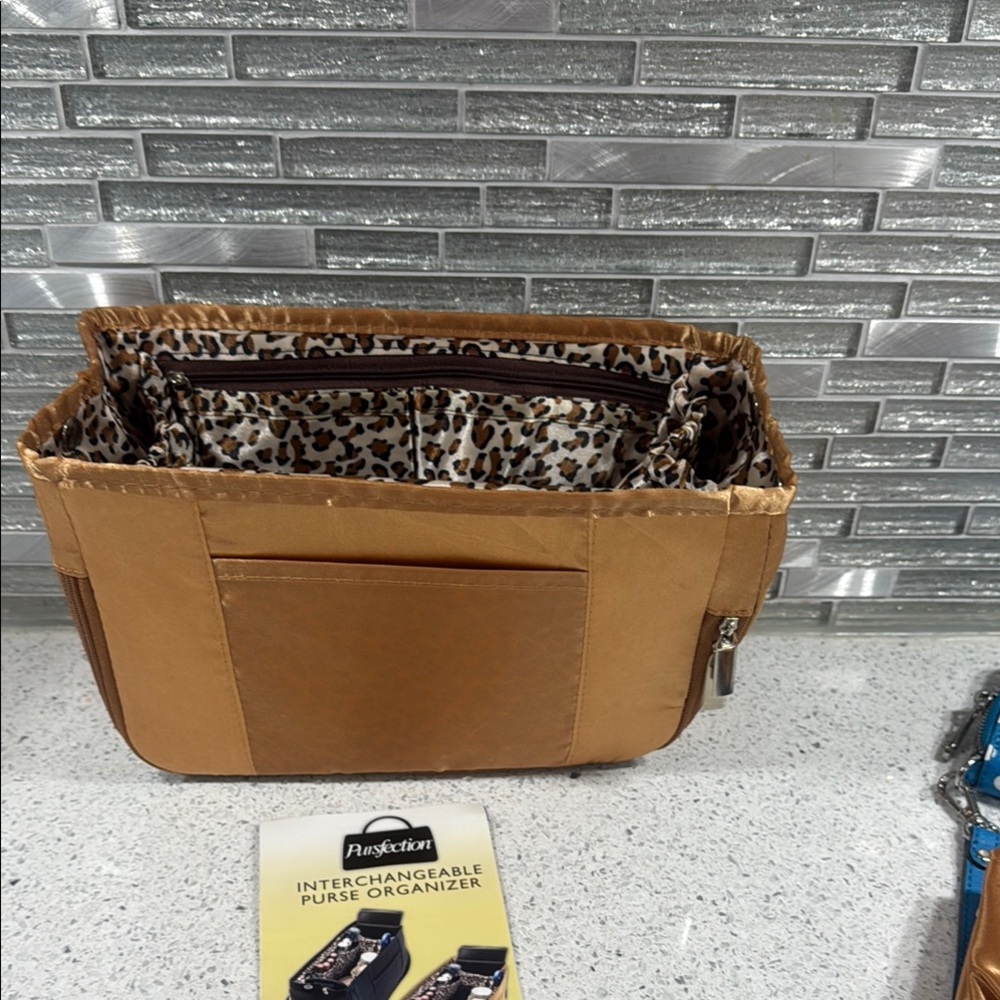 Brown Cosmetic Bag Organizer with Multiple Compartments - Picture 6 of 6